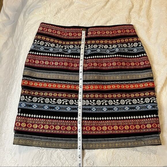 NICOLE MILLER Artelier Silk Beaded Boho Print Mini Skirt size 4 - Picture 10 of 11